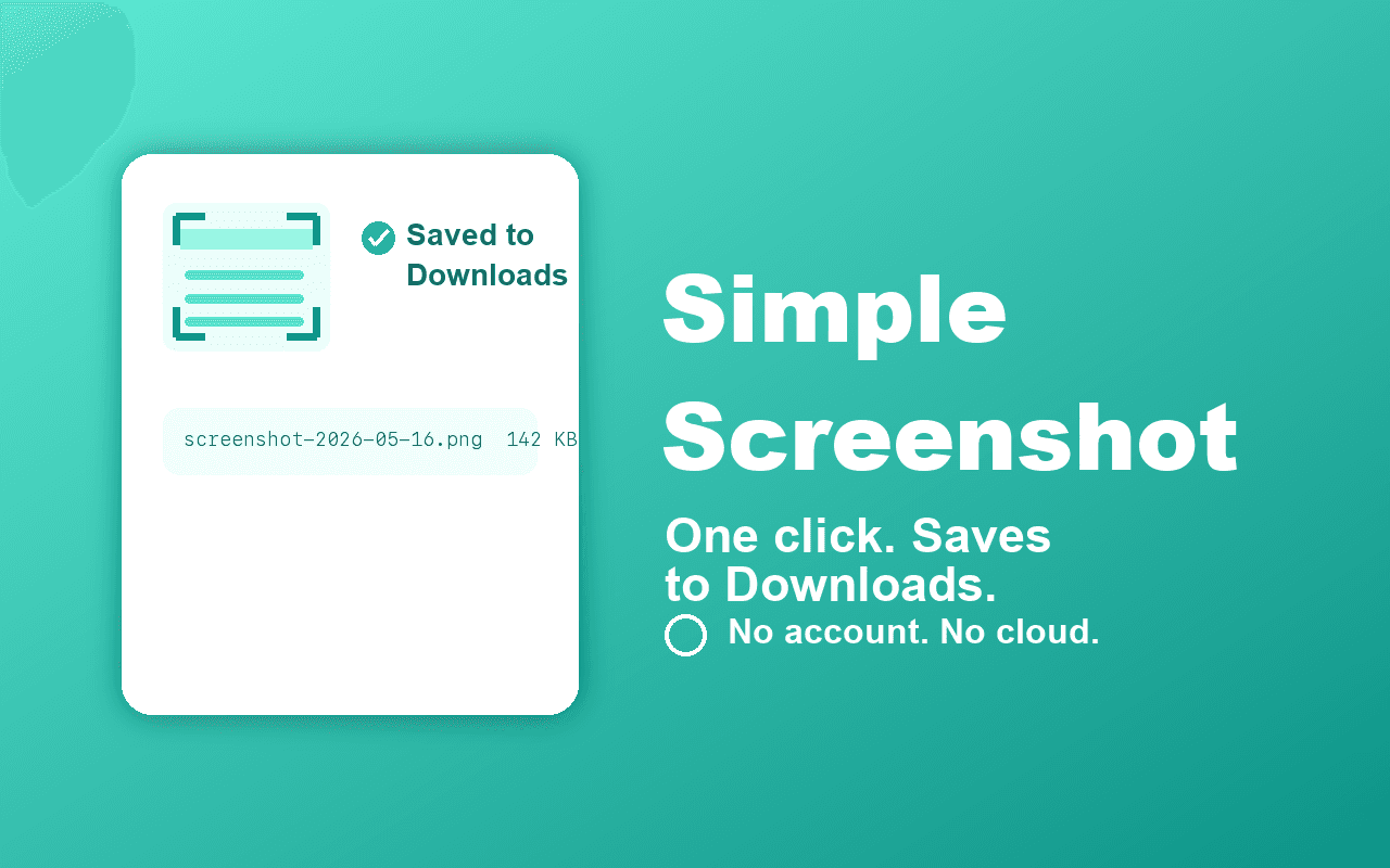 Simple Screenshot Chrome extension screenshot showing the popup interface